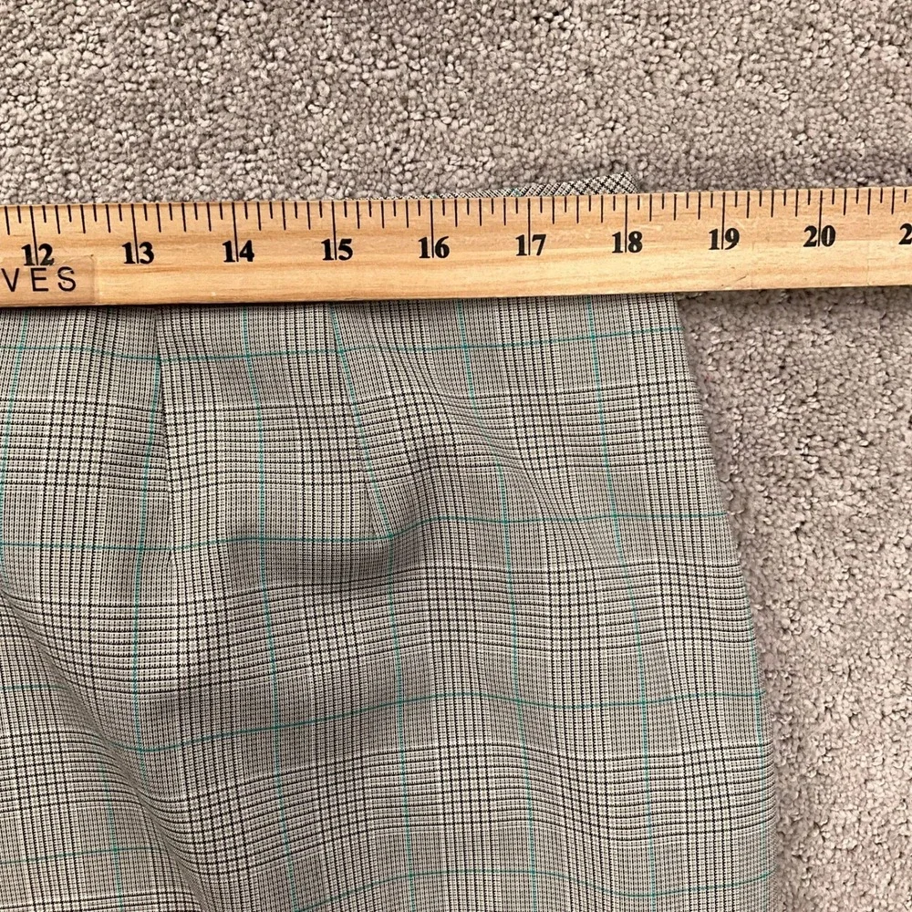 Evan Picone Skirt Suit Womens 16 Beige Turquoise Glen Plaid 2 pc Business Office